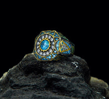 Görseli Galeri görüntüleyiciye yükleyin, Unique Design Aquamarine Gemstone Mens Ring
