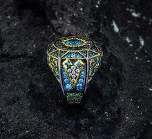 Görseli Galeri görüntüleyiciye yükleyin, Unique Design Aquamarine Gemstone Mens Ring
