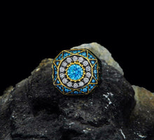 Görseli Galeri görüntüleyiciye yükleyin, Unique Design Aquamarine Gemstone Mens Ring
