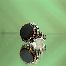 Görseli Galeri görüntüleyiciye yükleyin, Natural Black Amber Silver Ring
