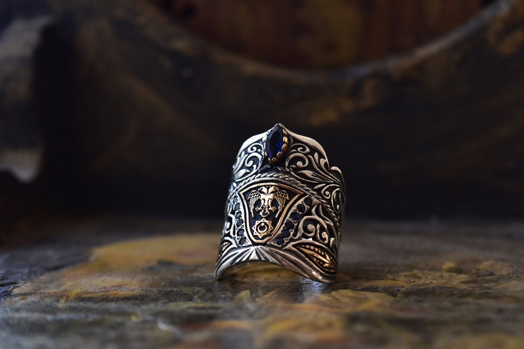 Double Headed Eagle Archer Ring Men