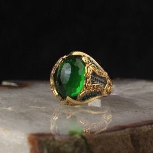 Faceted Green Zircon Stone Ring