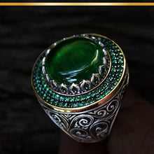 Görseli Galeri görüntüleyiciye yükleyin, Green Amber Sterling Silver Ring
