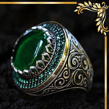 Görseli Galeri görüntüleyiciye yükleyin, Green Amber Sterling Silver Ring
