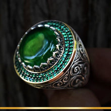 Görseli Galeri görüntüleyiciye yükleyin, Green Amber Sterling Silver Ring
