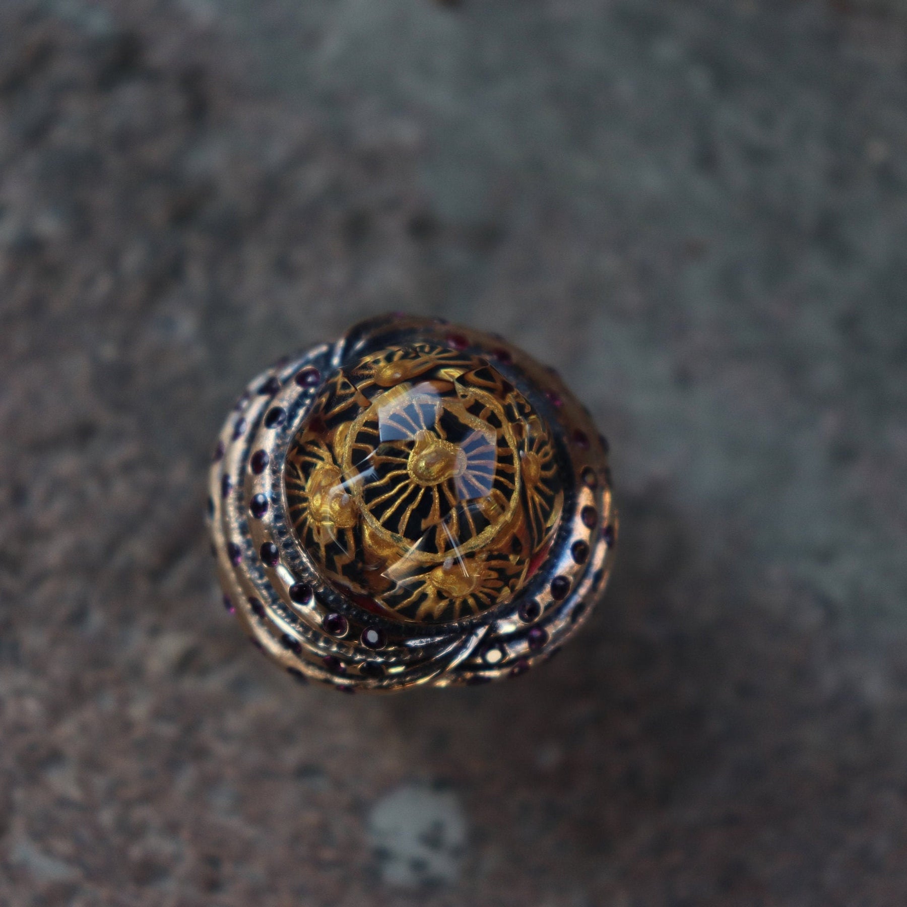 Handcarved Gemstone Dome Ring Men