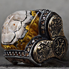 Görseli Galeri görüntüleyiciye yükleyin, Handmade Engraved Gemstone Ring Men
