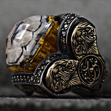 Görseli Galeri görüntüleyiciye yükleyin, Handmade Engraved Gemstone Ring Men
