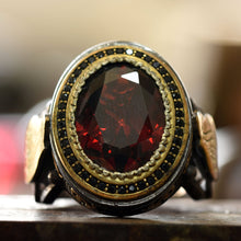 Görseli Galeri görüntüleyiciye yükleyin, Rhodium Plated Red Zircon Silver Ring
