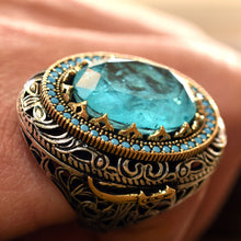 Görseli Galeri görüntüleyiciye yükleyin, Blue Paraiba Tourmaline Silver Ring
