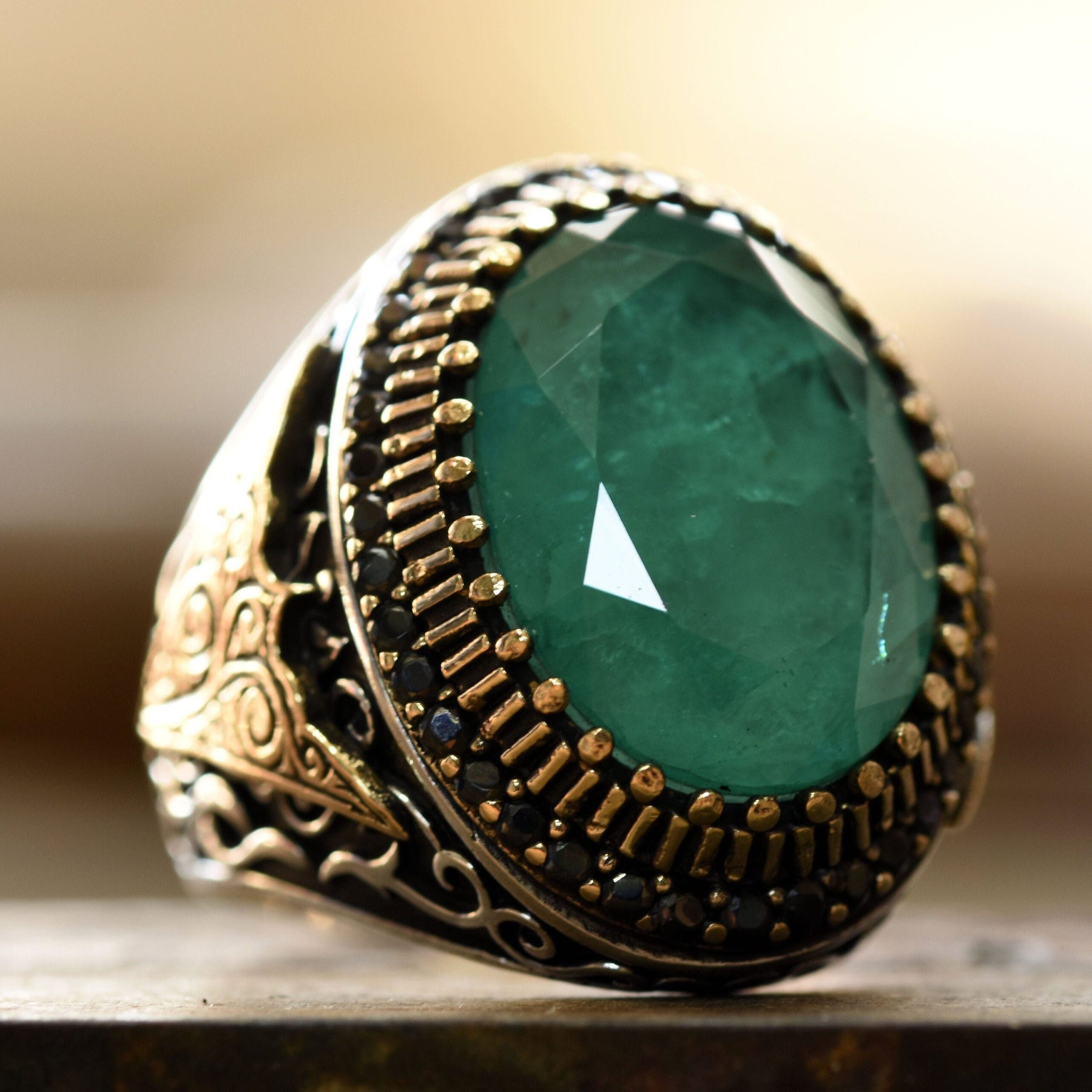 Green Paraiba Tourmaline Silver Ring