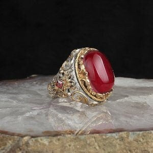 Handmade Natural Red Paraiba Tourmaline Silver Ring