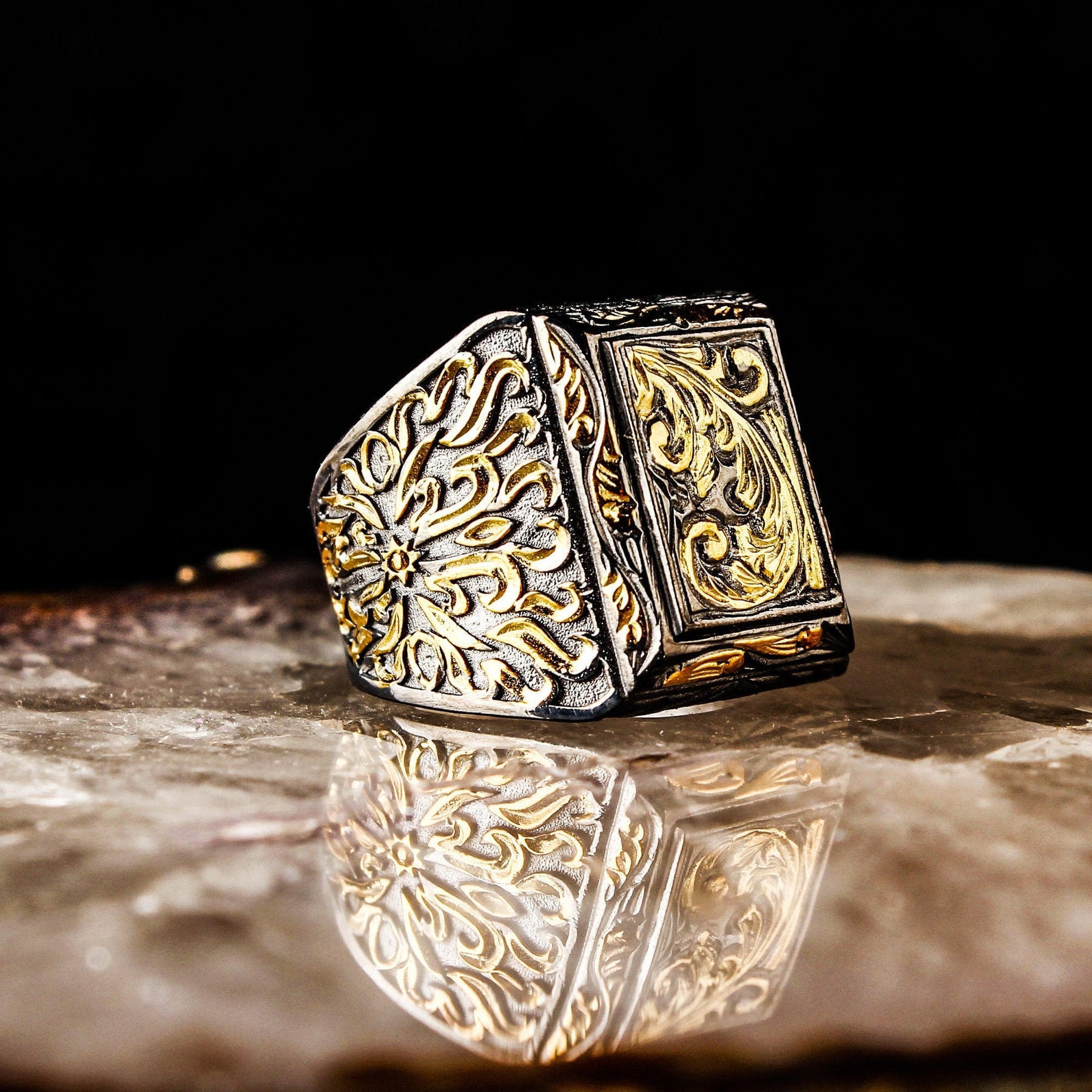 Rhodium Plated Sterling Silver Men Ring