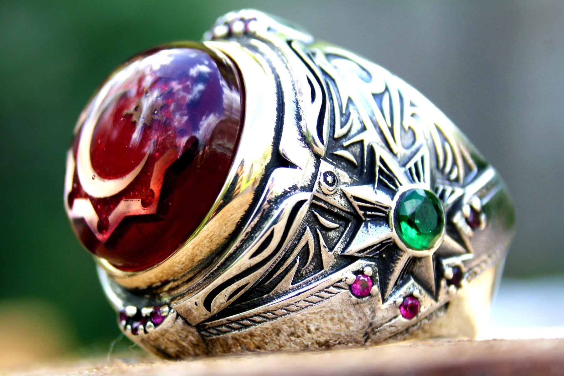 Islam Ring With Star and Crescent