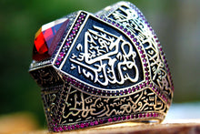 Görseli Galeri görüntüleyiciye yükleyin, Red Zircon Arabic Calligraphy Silver Ring
