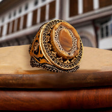 Görseli Galeri görüntüleyiciye yükleyin, Gold Plated Amber Silver Ring
