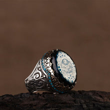 Görseli Galeri görüntüleyiciye yükleyin, Mens Blue Amber Sterling Silver Ring
