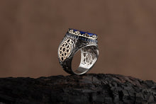 Görseli Galeri görüntüleyiciye yükleyin, Blue Ottoman Tughra Silver Ring
