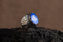 Görseli Galeri görüntüleyiciye yükleyin, Blue Ottoman Tughra Silver Ring
