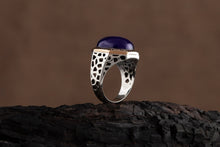 Görseli Galeri görüntüleyiciye yükleyin, Mens Blue Amber Silver Ring
