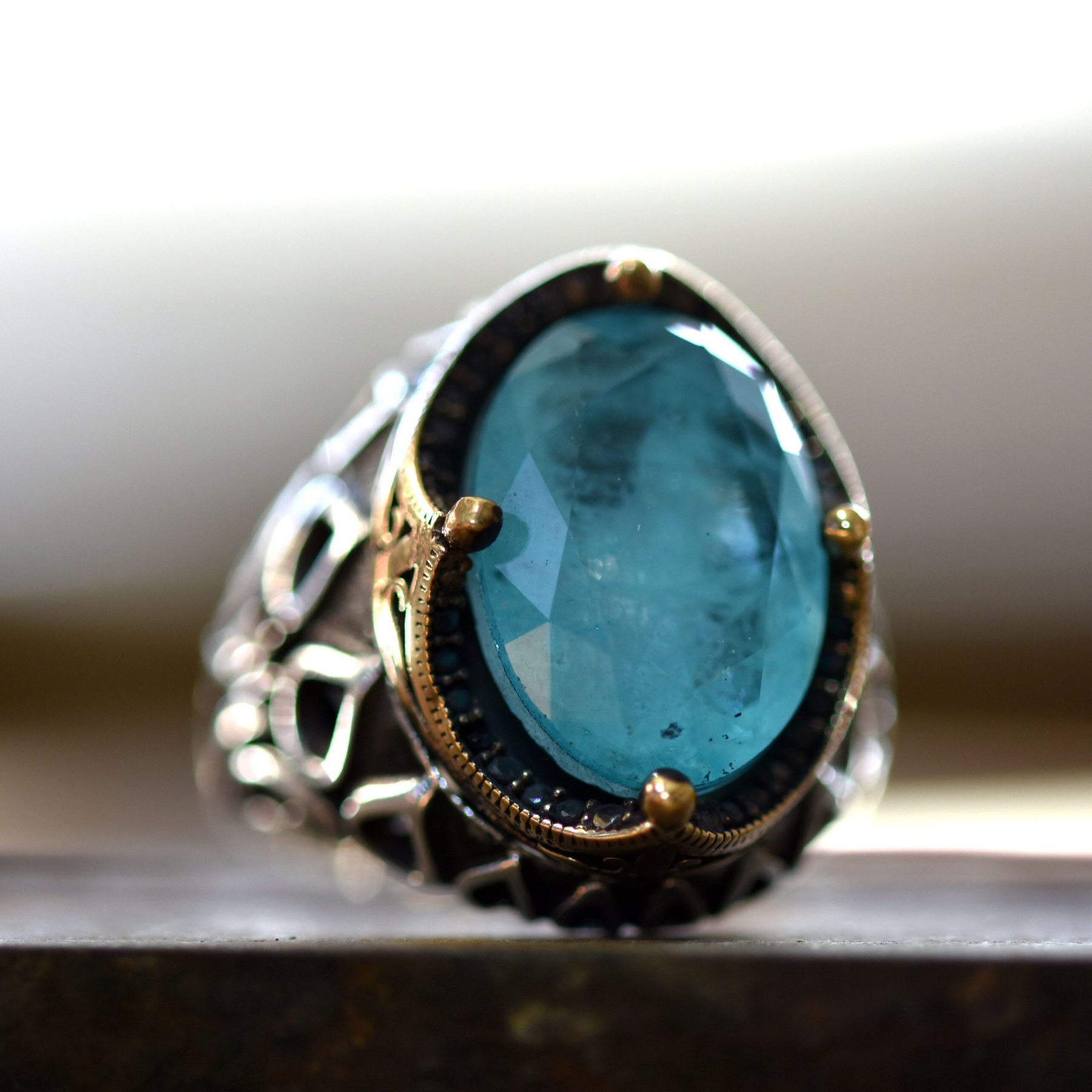 Natural Blue Tourmaline Silver Ring