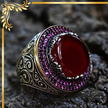 Görseli Galeri görüntüleyiciye yükleyin, Red Amber Stone Silver Ring
