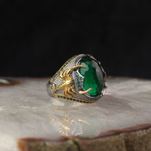 Görseli Galeri görüntüleyiciye yükleyin, Gold Plated Green Zircon Silver Ring
