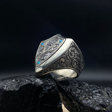 Görseli Galeri görüntüleyiciye yükleyin, Baroque Style Turquoise Stoned Silver Ring
