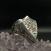 Görseli Galeri görüntüleyiciye yükleyin, Baroque Style Turquoise Stoned Silver Ring
