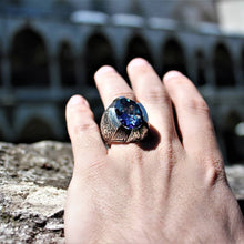 Görseli Galeri görüntüleyiciye yükleyin, Engraved Tanzanite Gemstone Ring for Men
