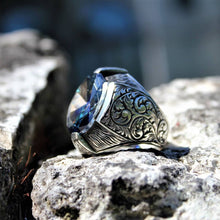 Görseli Galeri görüntüleyiciye yükleyin, Engraved Tanzanite Gemstone Ring for Men
