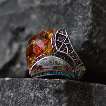 Görseli Galeri görüntüleyiciye yükleyin, Dome Hand Carved Multistone Silver Ring
