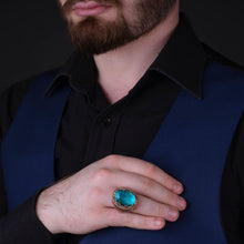 Görseli Galeri görüntüleyiciye yükleyin, Handmade Blue Zircon Silver Ring
