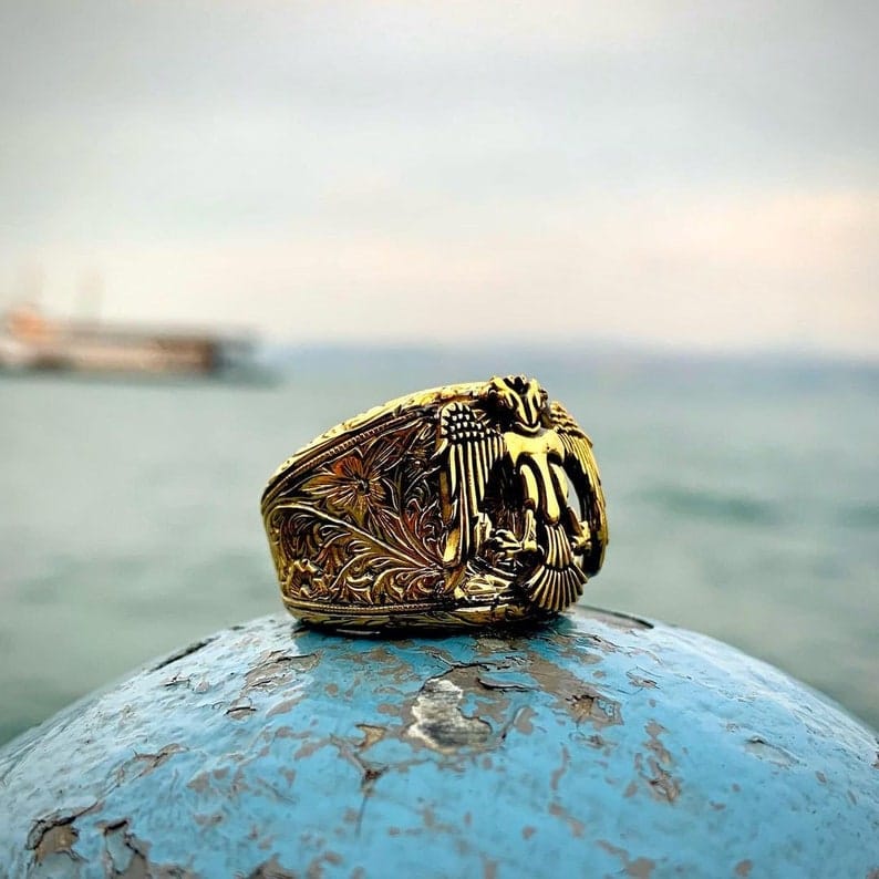 Unique Double Headed Eagle Silver Ring