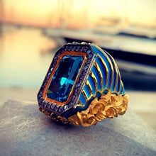 Görseli Galeri görüntüleyiciye yükleyin, Baroque Aquamarine Gemstone Silver Ring
