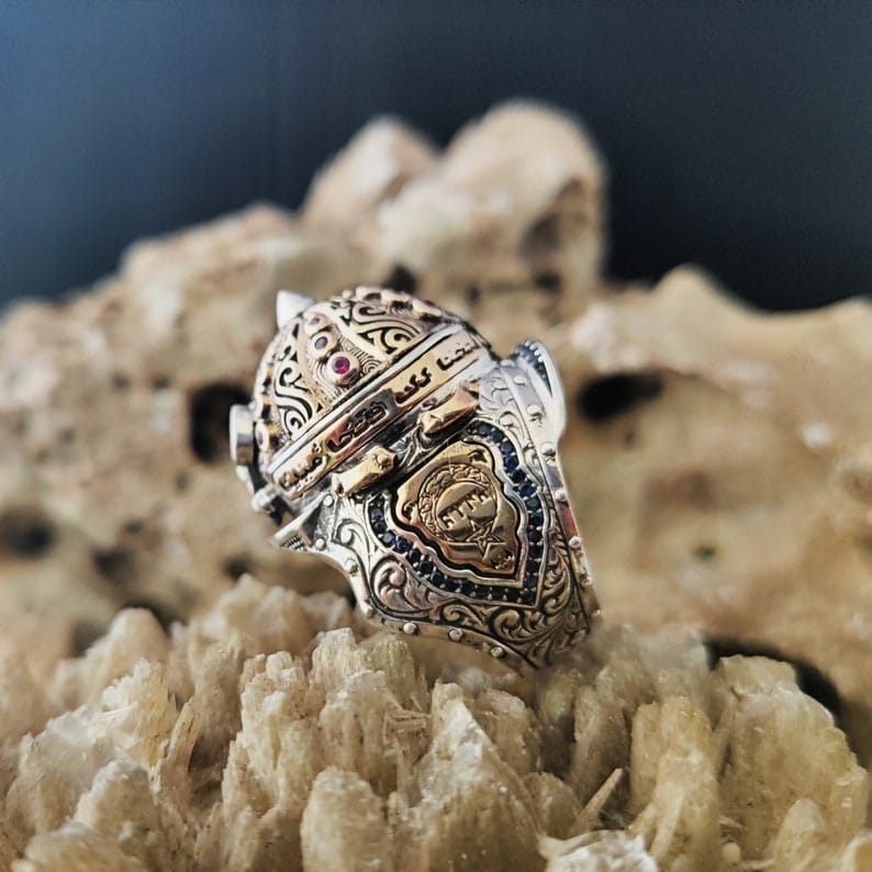 Handmade Islamic Helmet Silver Ring