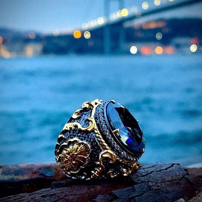 Handmade Gold Plated Tanzanite Silver Ring