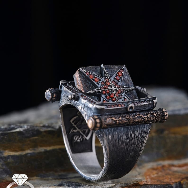 Double Faced Double Headed Eagle Silver Ring