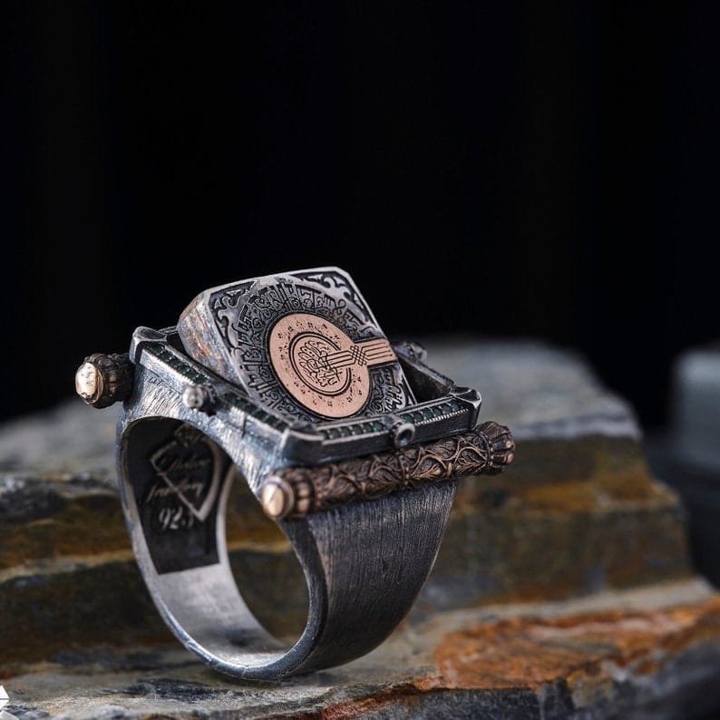 Double Faced Calligraphy Silver Ring