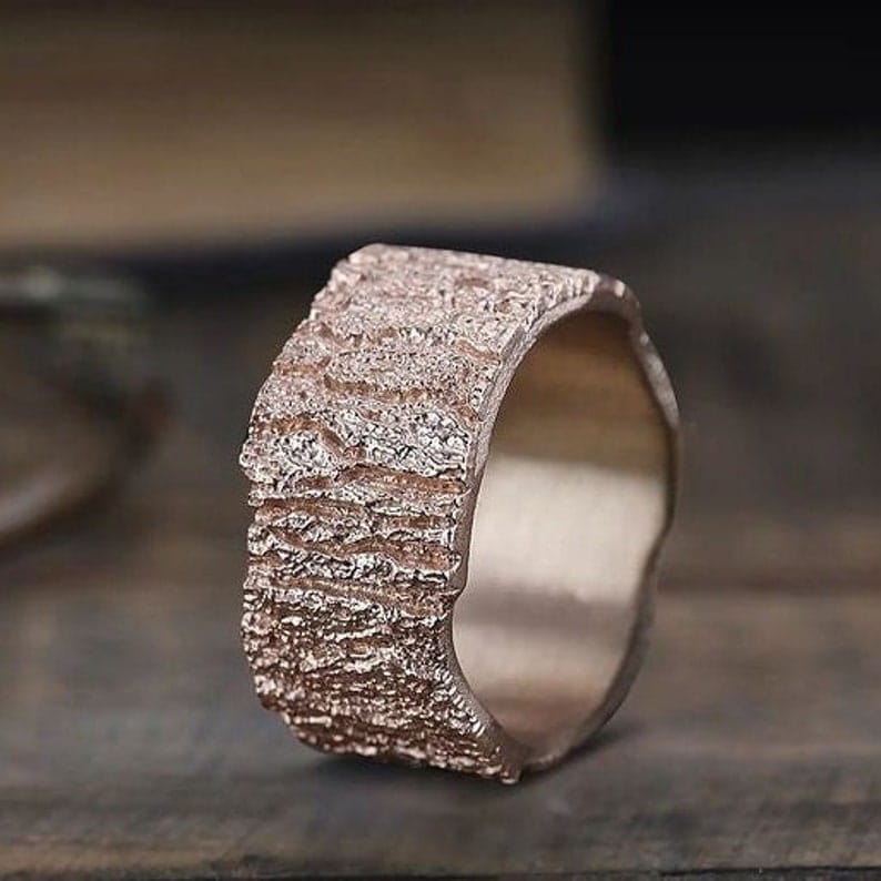 Handmade Unisex Rose Gold Colored Engagement Ring