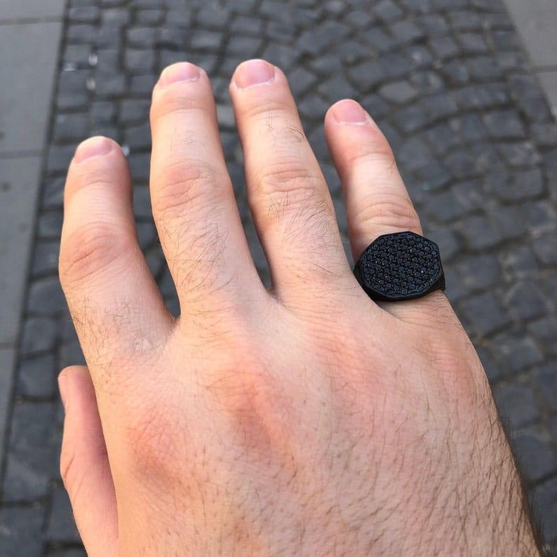 Black Zircon Handmade Silver Ring