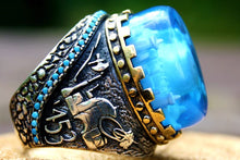 Görseli Galeri görüntüleyiciye yükleyin, Hand Carved Silver Turquoise Ring
