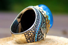 Görseli Galeri görüntüleyiciye yükleyin, Hand Carved Silver Turquoise Ring
