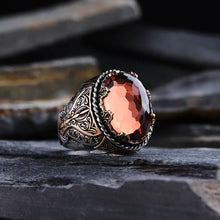 Görseli Galeri görüntüleyiciye yükleyin, Handmade Oval Orange Zircon Ring Men
