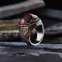 Görseli Galeri görüntüleyiciye yükleyin, Handmade Oval Orange Zircon Ring Men
