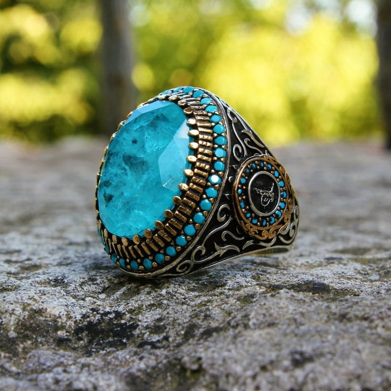 Handmade Blue Paraiba Tourmaline Oval Ring