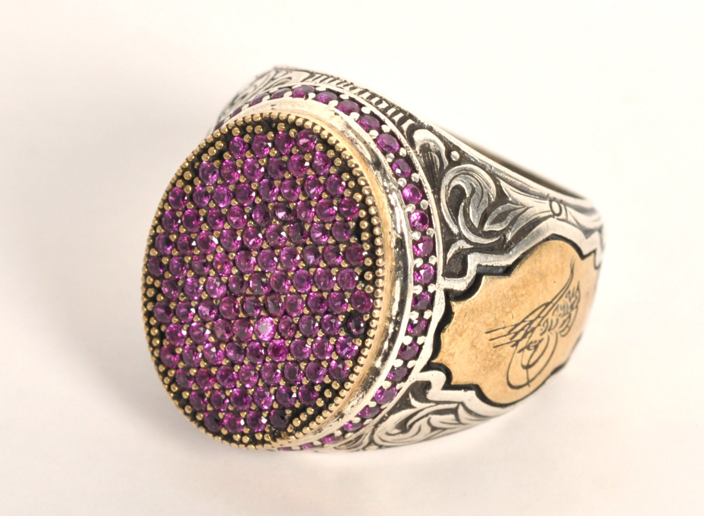 Multistone Purple Zircon Silver Ring