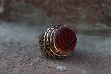 Görseli Galeri görüntüleyiciye yükleyin, Red Amber Calligraphy Silver Ring
