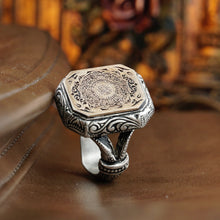 Görseli Galeri görüntüleyiciye yükleyin, Hexagon Seal Historic Silver Mens Ring
