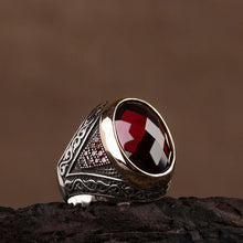 Görseli Galeri görüntüleyiciye yükleyin, Red Zircon 925 Sterling Silver Mens Ring
